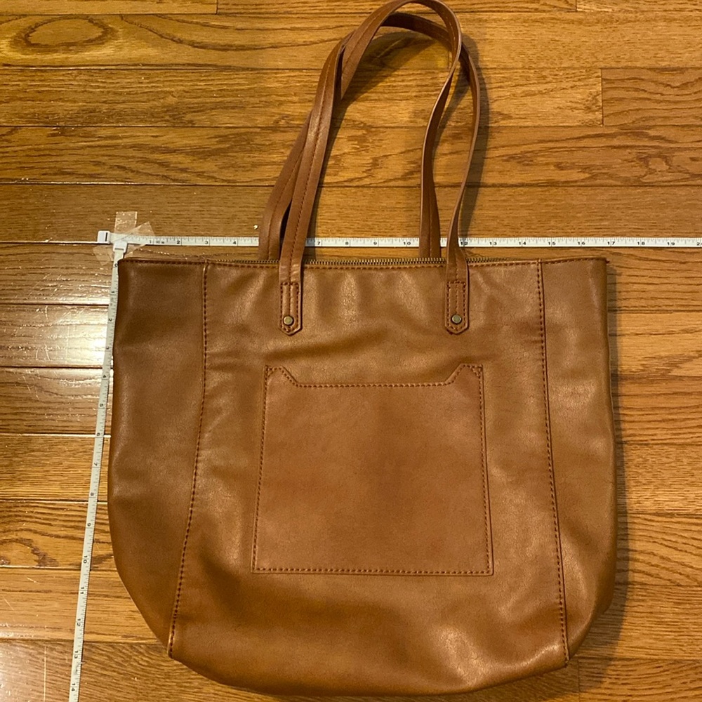 Simple brown faux leather tote